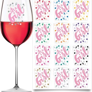 Marcadores de bebida 12 piezas  Calcomanías adhesivas estáticas reutilizables para baby shower (niña bebé) Marcadores de bebida 12 piezas  Calcomanías adhesivas estáticas reutilizables para baby shower (niña bebé)