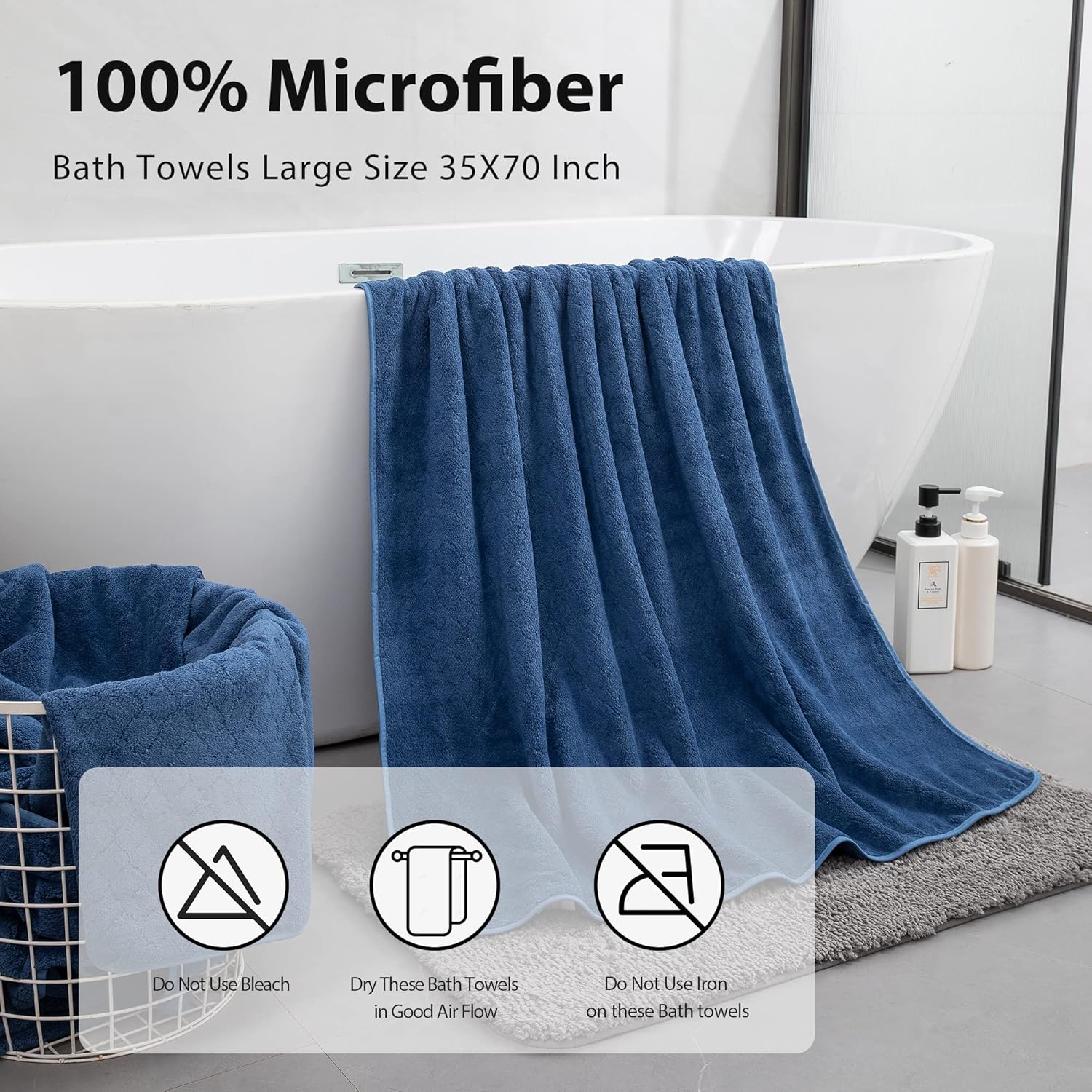 Juego de 8 toallas de baño extra grandes, 2 toallas de baño grandes de gran tamaño, 2 toallas de mano, 4 toallas pequeñas, microfibra suave y de