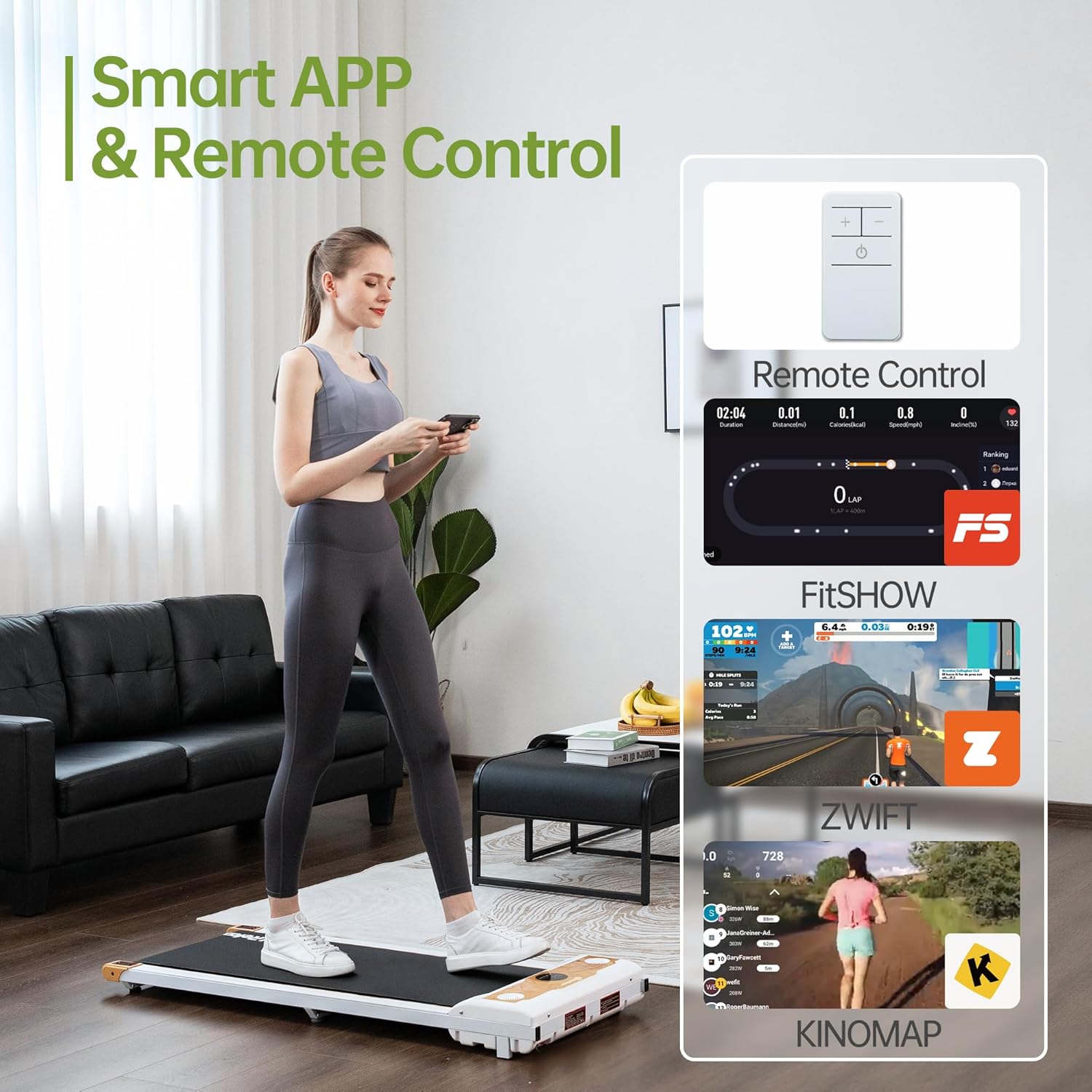 Real Relax Cinta de correr para debajo del escritorio, caminadora plegable eléctrica con altavoz Bluetooth y control remoto para uso doméstico y