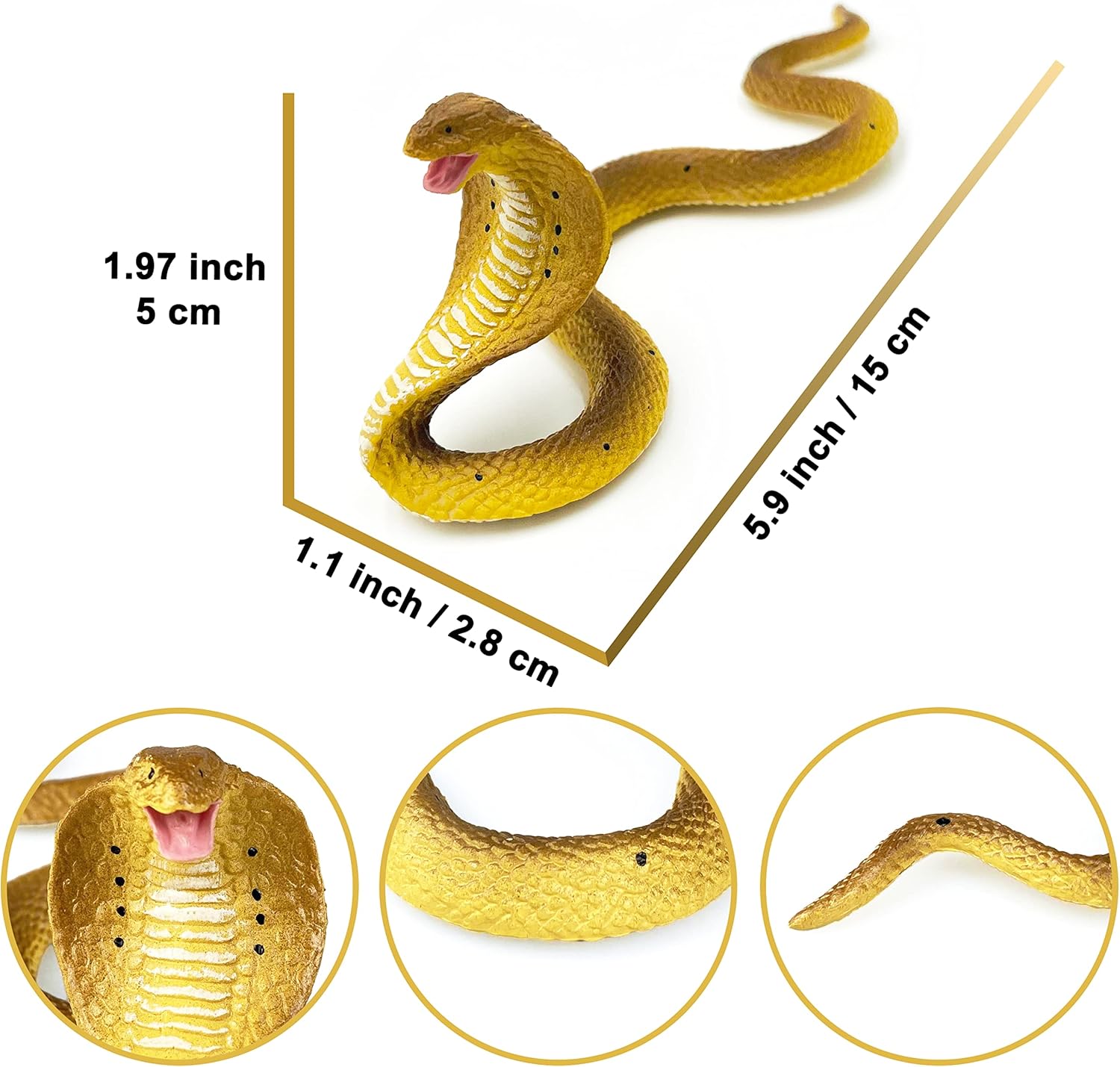 Figuras de cobra de juguete de serpiente falsa, regalo de broma para Halloween, accesorio de broma del día de los inocentes, decoración de jardín