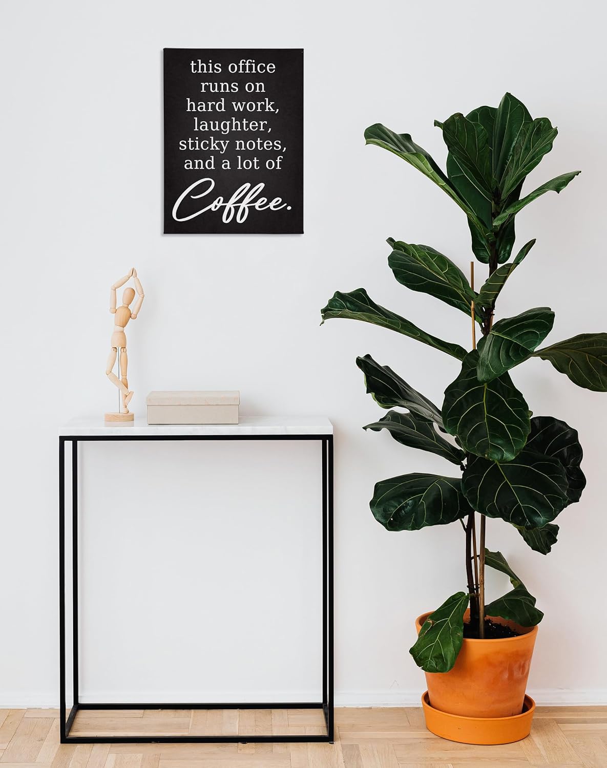Notas adhesivas de risa con texto en inglés This Office Runs on Hard Work Ris y un montón de café, impresiones artísticas en lienzo para decoración