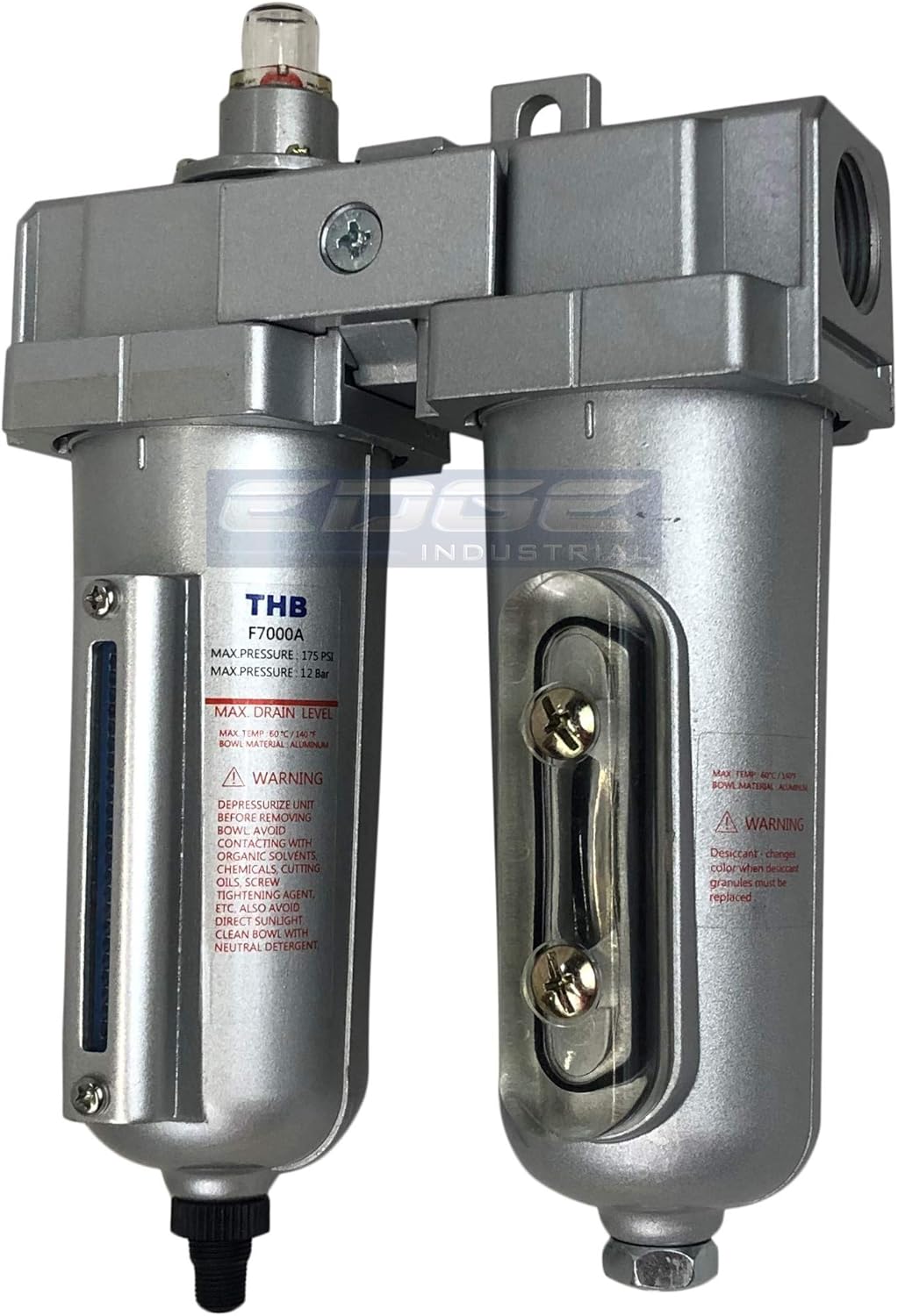 Filtro de carbón de grado industrial de 34 pulgadas NPT, filtro de cocción en línea y desecante para secado de aire con cuencos de metal para