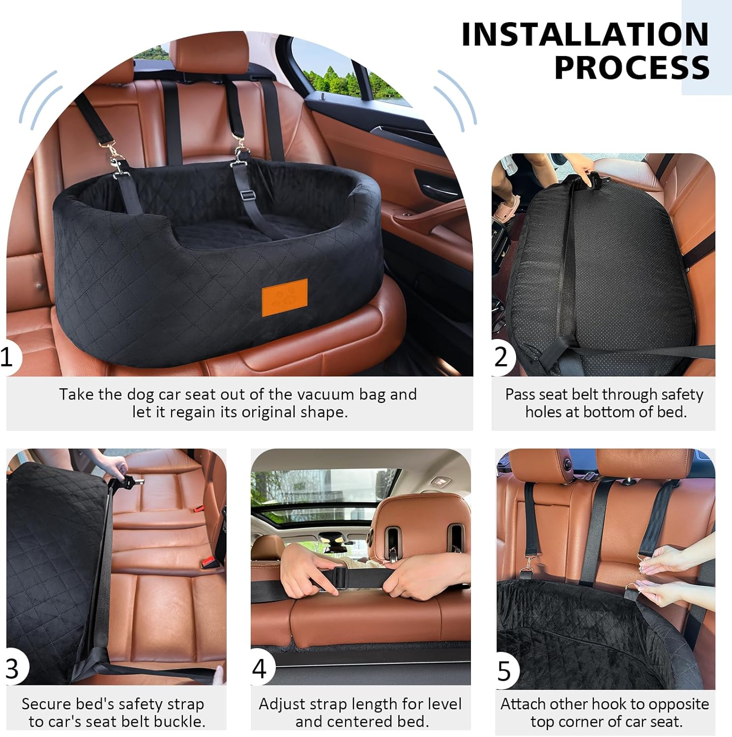Asiento de automóvil para perros grandesmedianos, asiento de automóvil para mascotas para perros de menos de 55 libras o 2 perros pequeños, asiento