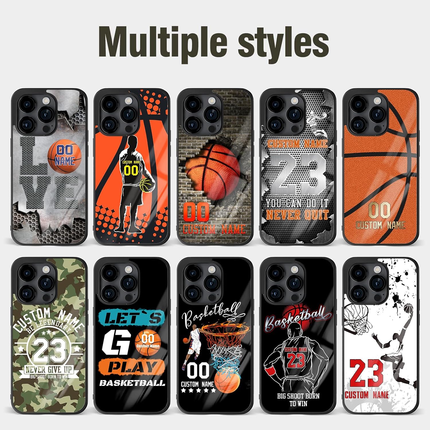 Fundas de teléfono de baloncesto personalizables con número de nombre  para iPhone 8 11 12 13 14 15 Pro Max Plus Mini X, para Samsung A02 A03 A10