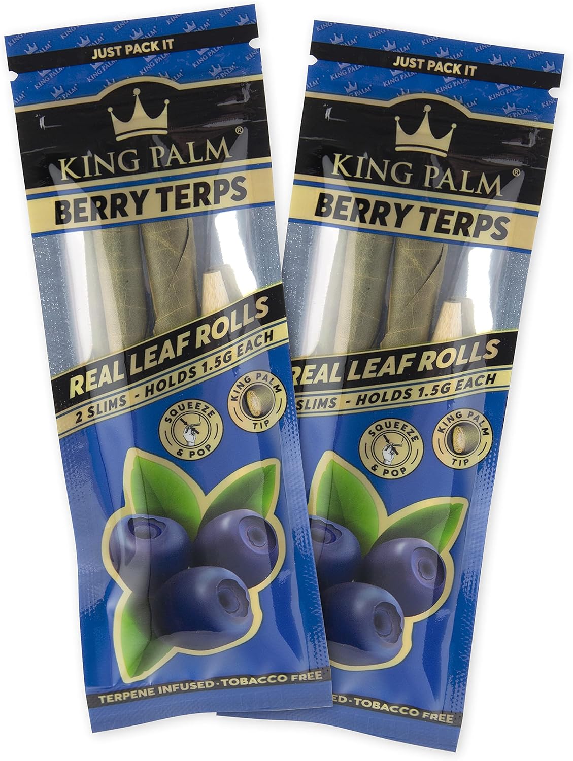 King Palm Conos de tamaño delgado  (2 paquetes, 4 rollos)  Pre rollos para apretar y reventar  Conos preenrollados con sabor orgánico  Pre rollos de