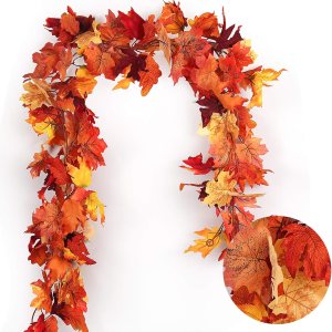 RECUTMS – 2 unidades de guirnalda de arce otoñal  colgante de hojas de otoño para el hogar, jardín, boda, fiesta, cena, chimenea, marco de puerta, RECUTMS – 2 unidades de guirnalda de arce otoñal  colgante de hojas de otoño para el hogar, jardín, boda, fiesta, cena, chimenea, marco de puerta,