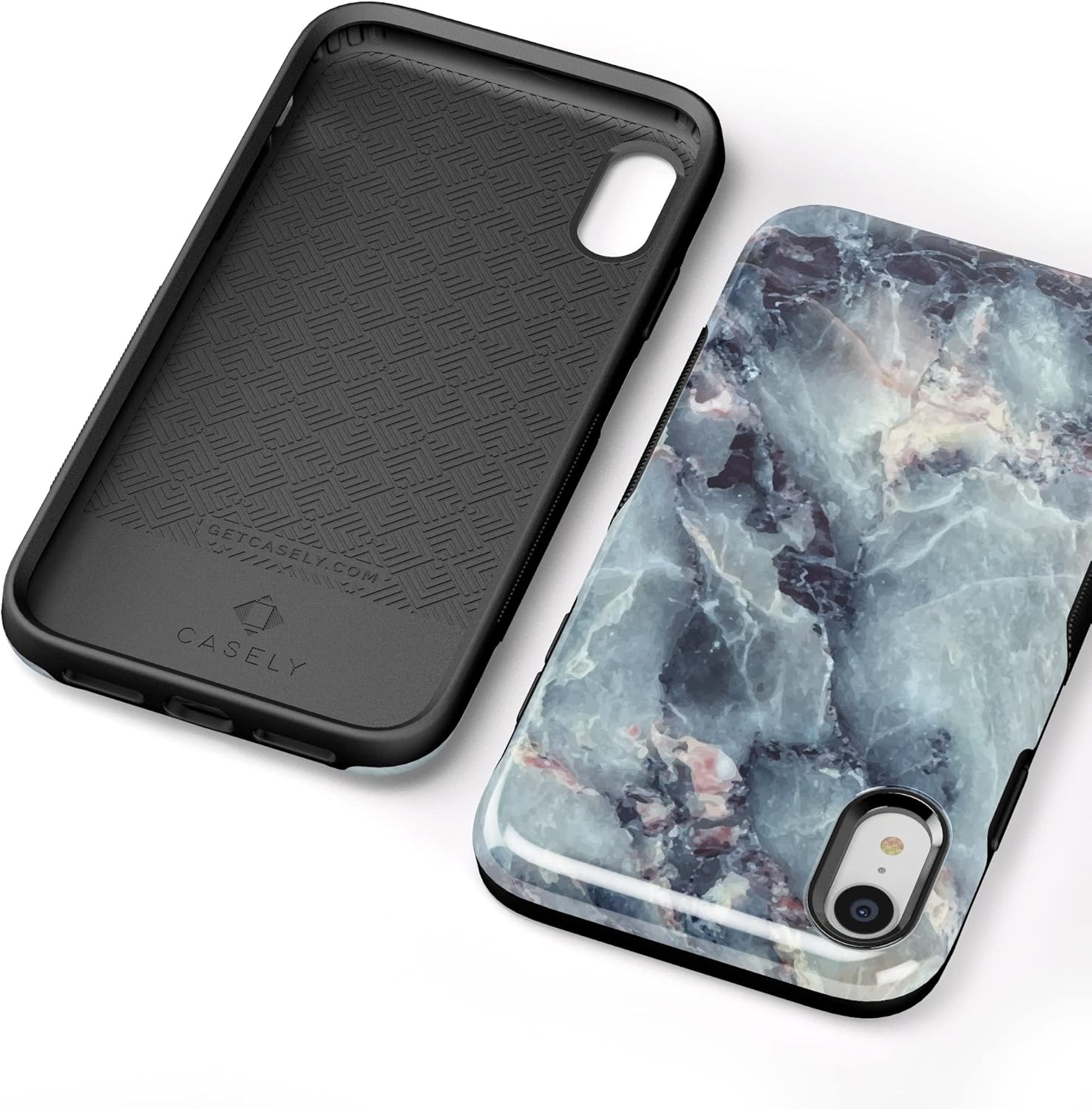 Casely Funda para iPhone XR  Funda de mármol azul