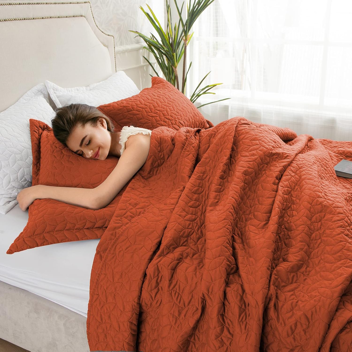 Hygge Hush Juego de edredón de verano, tamaño individual, diseño de hojas de caramelo, juego de edredón de 2 piezas, juego de colcha de estilo