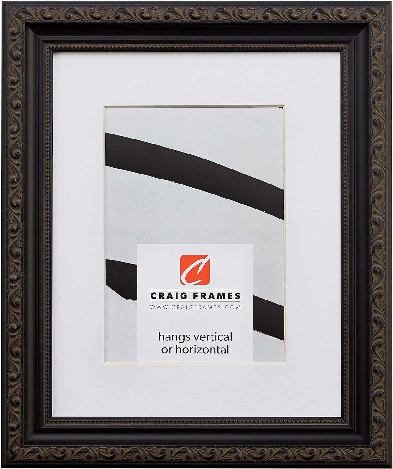 Craig Frames Ancien – Marco de fotos adornado de 16 x 22 pulgadas, color negro antiguo para mostrar una foto de 12 x 18 pulgadas