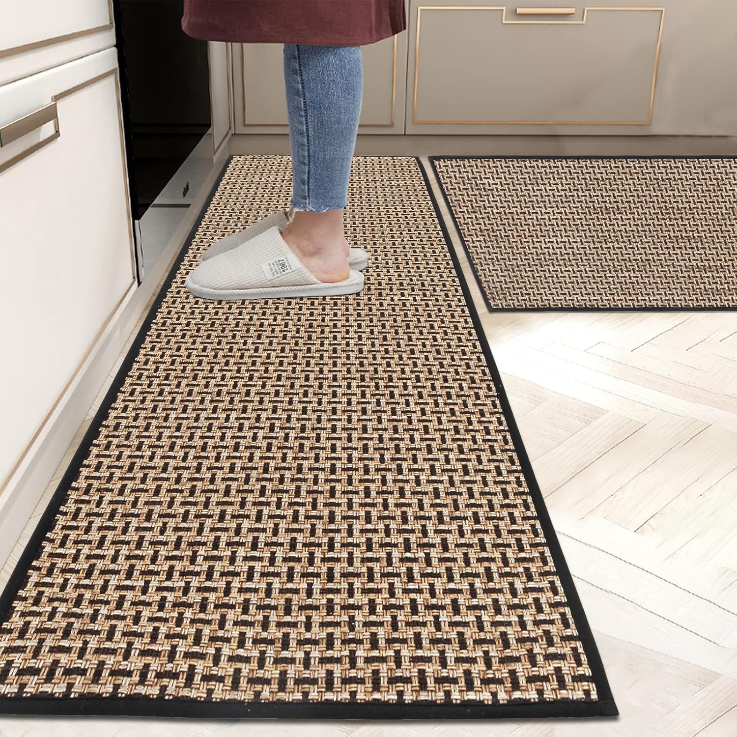Alfombras y tapetes de cocina antideslizantes, lavables, juego de 2, alfombras absorbentes para cocina, 17 x 30 pulgadas, 17 x 47 pulgadas, tapetes