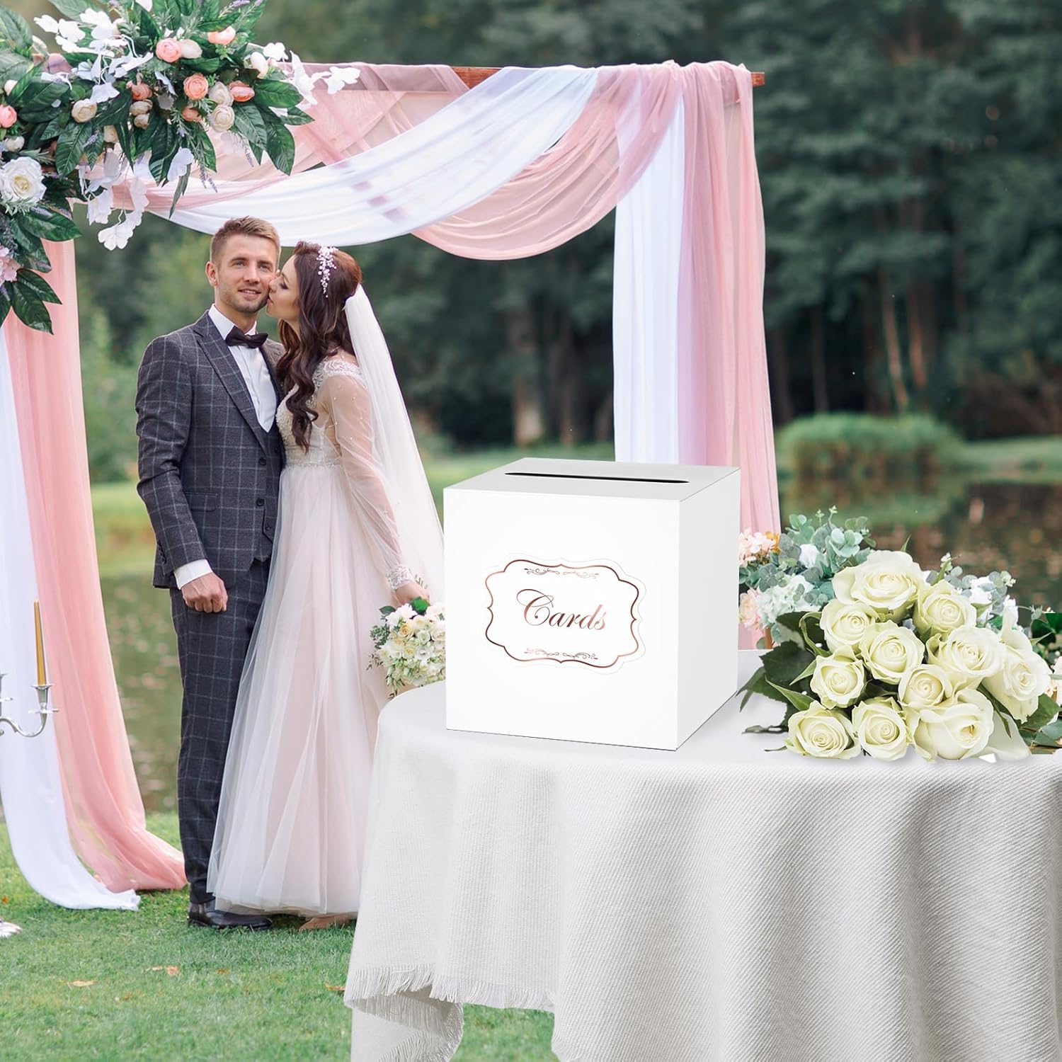 Caja de tarjetas de boda para recepción, caja de regalo blanca, caja de dinero para baby showers, cumpleaños, bodas, jubilaciones, casas abiertas,