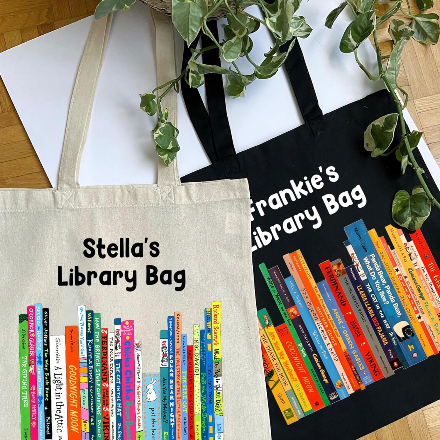 Personalized Library Tote Bag – Custom Name Book Bag, Reading Canvas Tote Bag, Bookworm Cotton Tote Bag