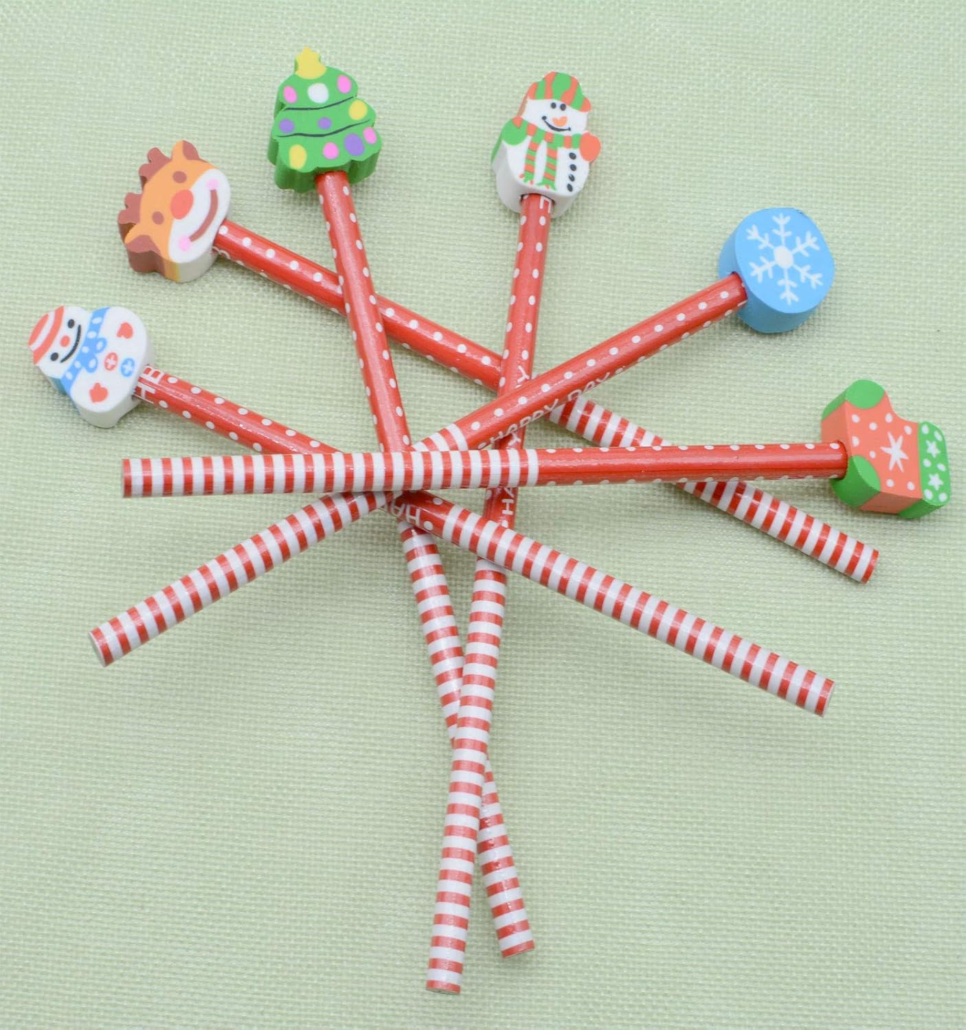 Yansanido Paquete de 40 lápices de Navidad para niños con borrador, lápices de madera a granel de 8.2 pulgadas, patrón de Navidad para regalo (40