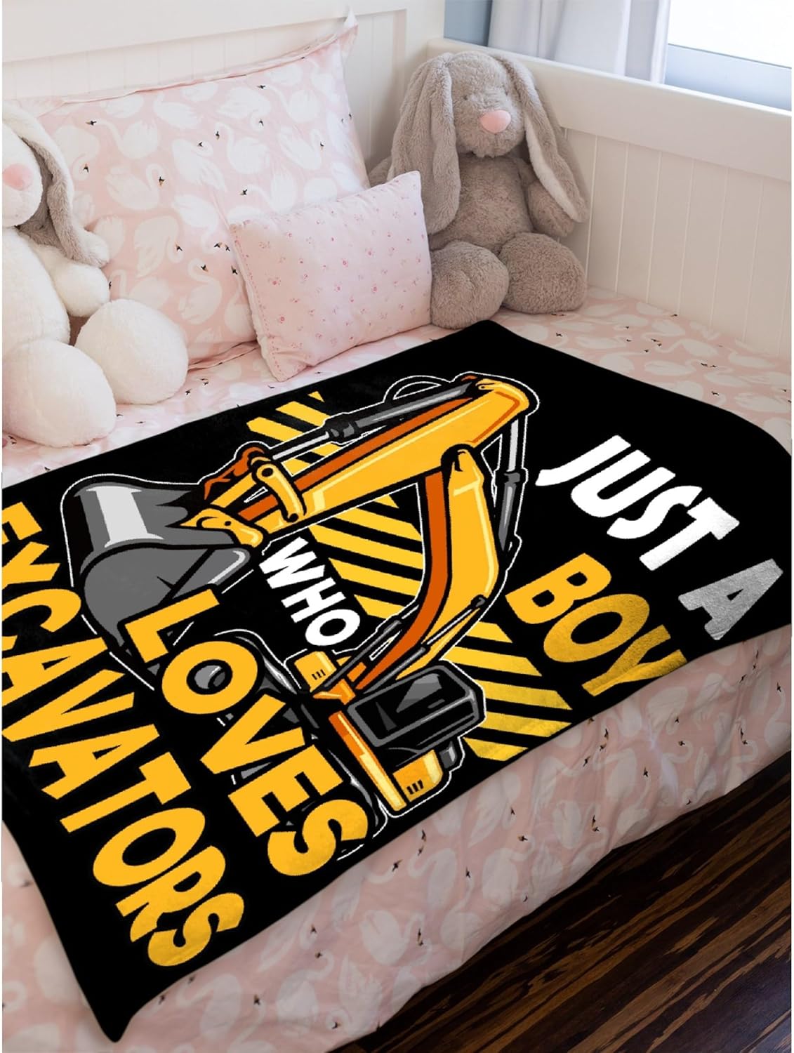 Just A Boy Who Loves Excavators – Manta suave de franela acogedora y ligera, regalo perfecto para cama, sofá, sofá, 40 x 30 pulgadas, extra pequeña