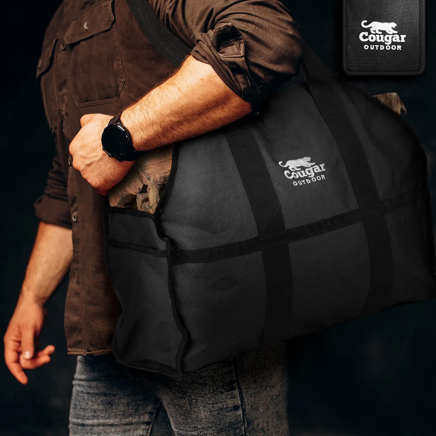 Cougar Ultimate Log Carrier, extra heavy duty, permanente, impermeable forrado en leña Bolsa de transporte de, mejor para madera