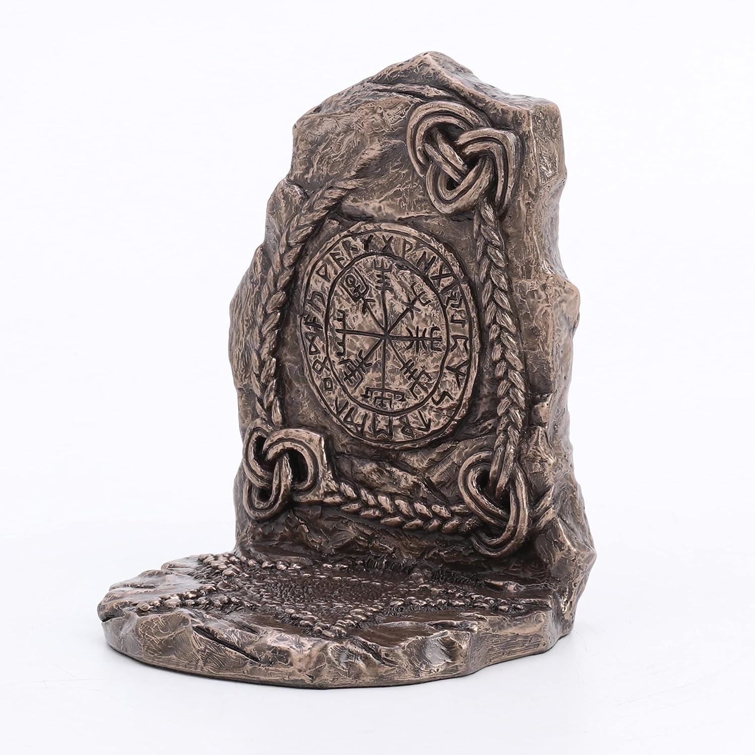 Veronese Design Portavelas Viking Vegvisir Runestone de 5 34 pulgadas de alto con acabado de bronce
