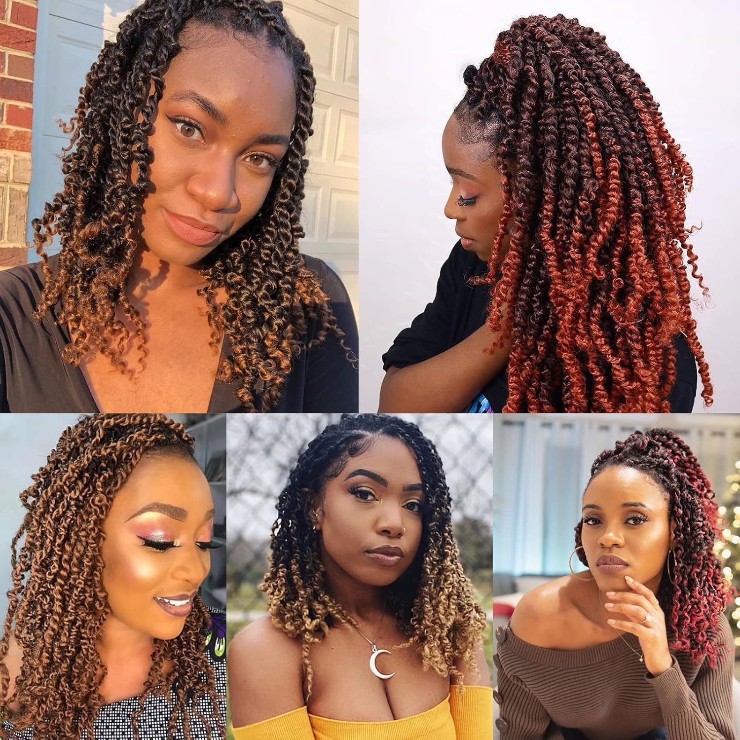 Leeven Cabello rubio degradado de 14 pulgadas, pretrenzado y trenzado de pasión, 8 paquetes de extensiones de cabello sintético bohemio para mujeres
