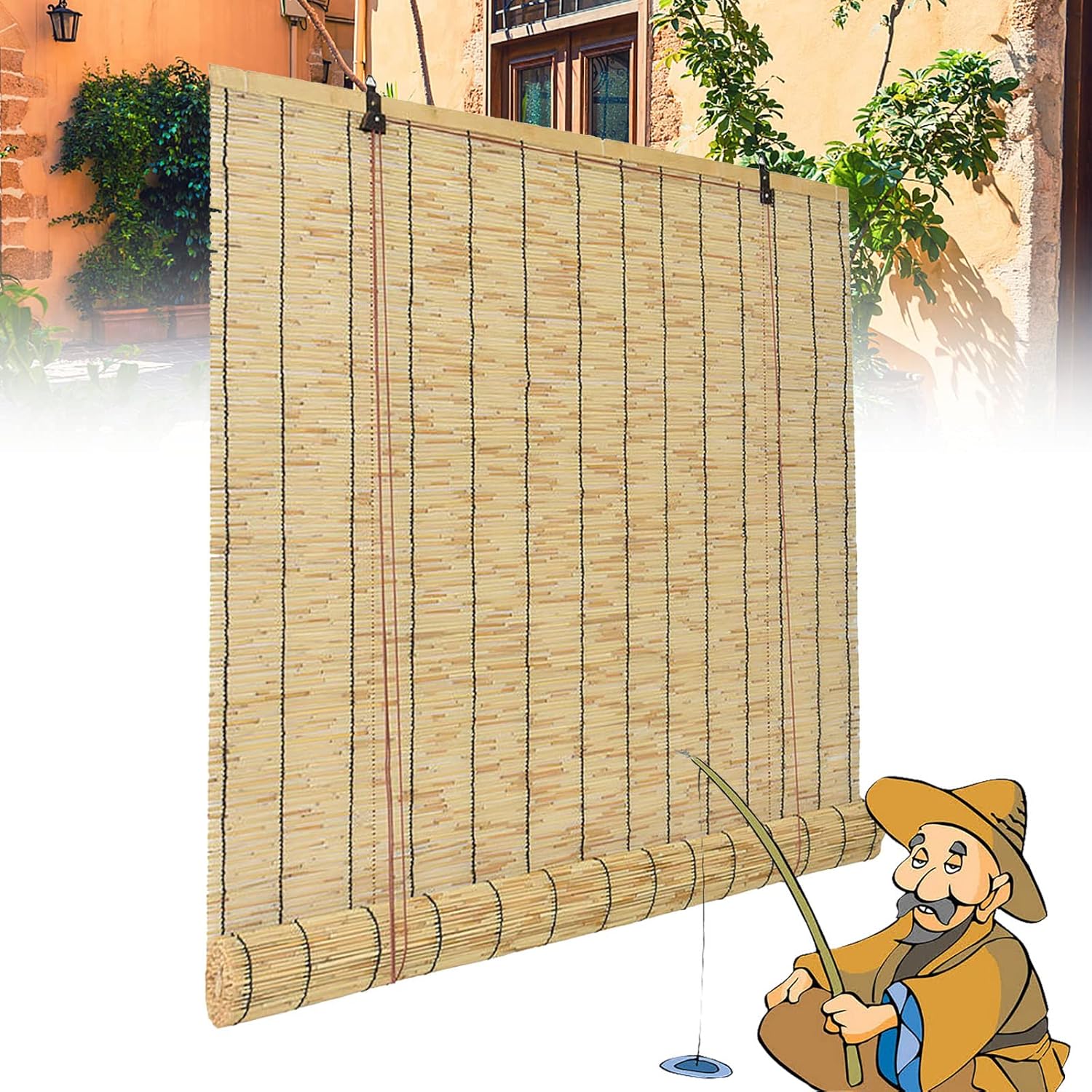 Persianas enrollables de bambú retro, persianas enrollables de bambú, persianas enrollables de bambú, persianas enrollables de bambú para