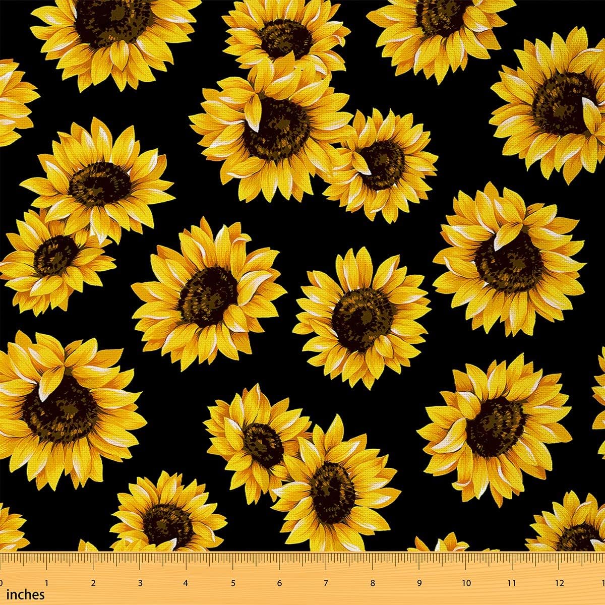 The Yard – Tela de girasol 3D para tapicería floral con flores amarillas para interiores y exteriores, tela floral botánica, tela decorativa