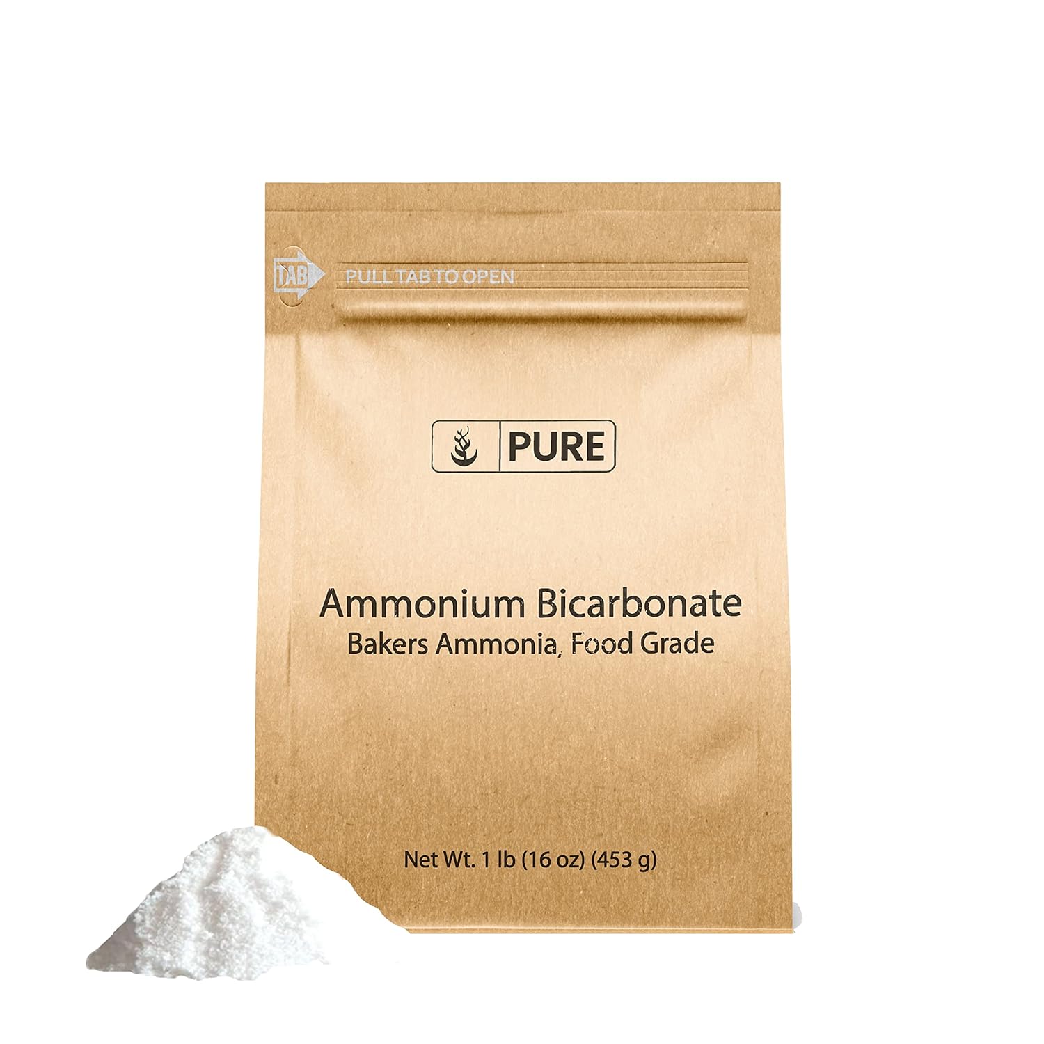 Pure Original Ingredients Bicarbonato de amonio (1 libra) Amoníaco de panadero, Agente fermentador tradicional, Grado alimenticio