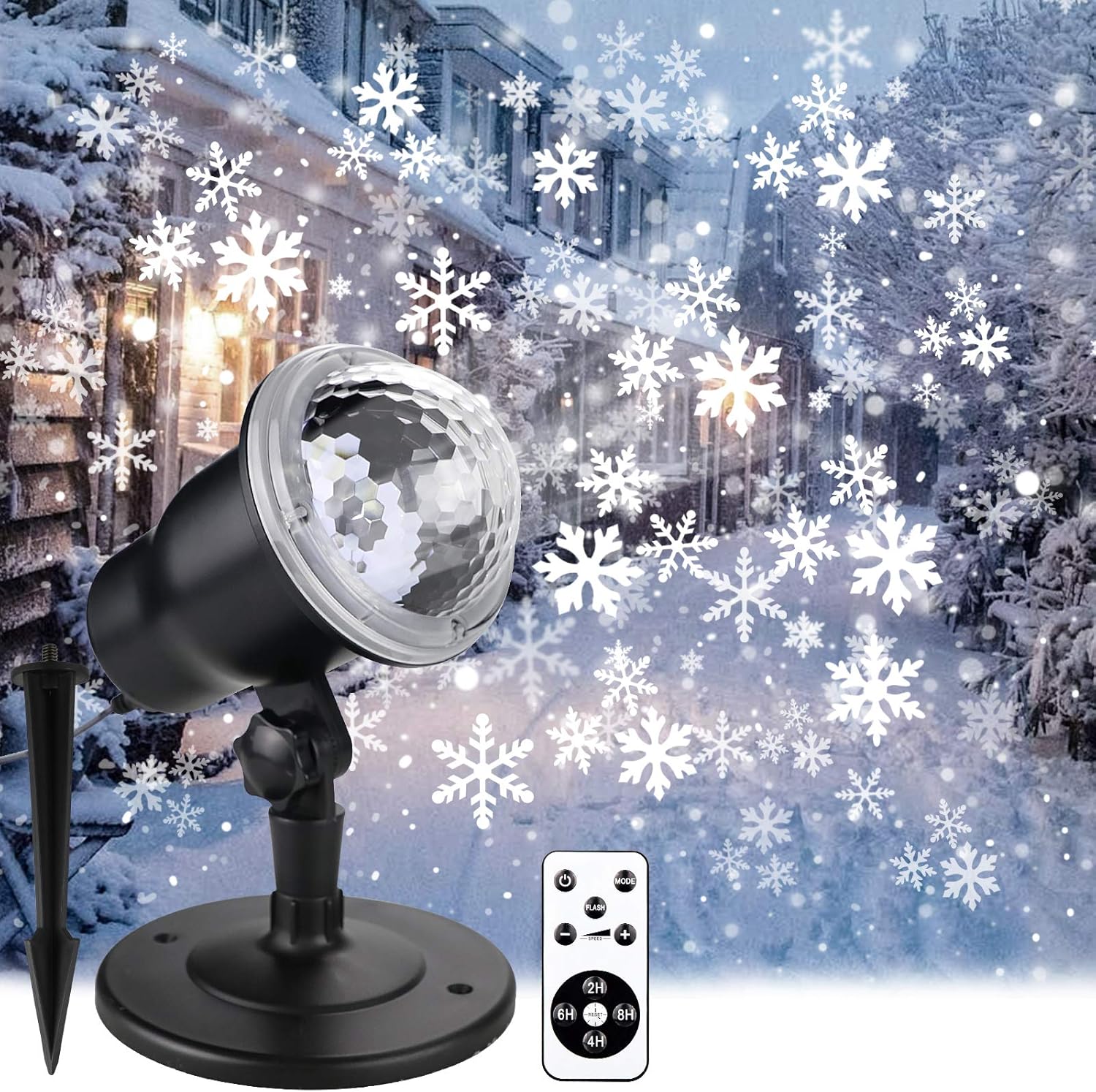 Proyector de luz de Navidad para exteriores, luces de proyector de copo de nieve para interiores, luces navideñas con control remoto, lámpara LED