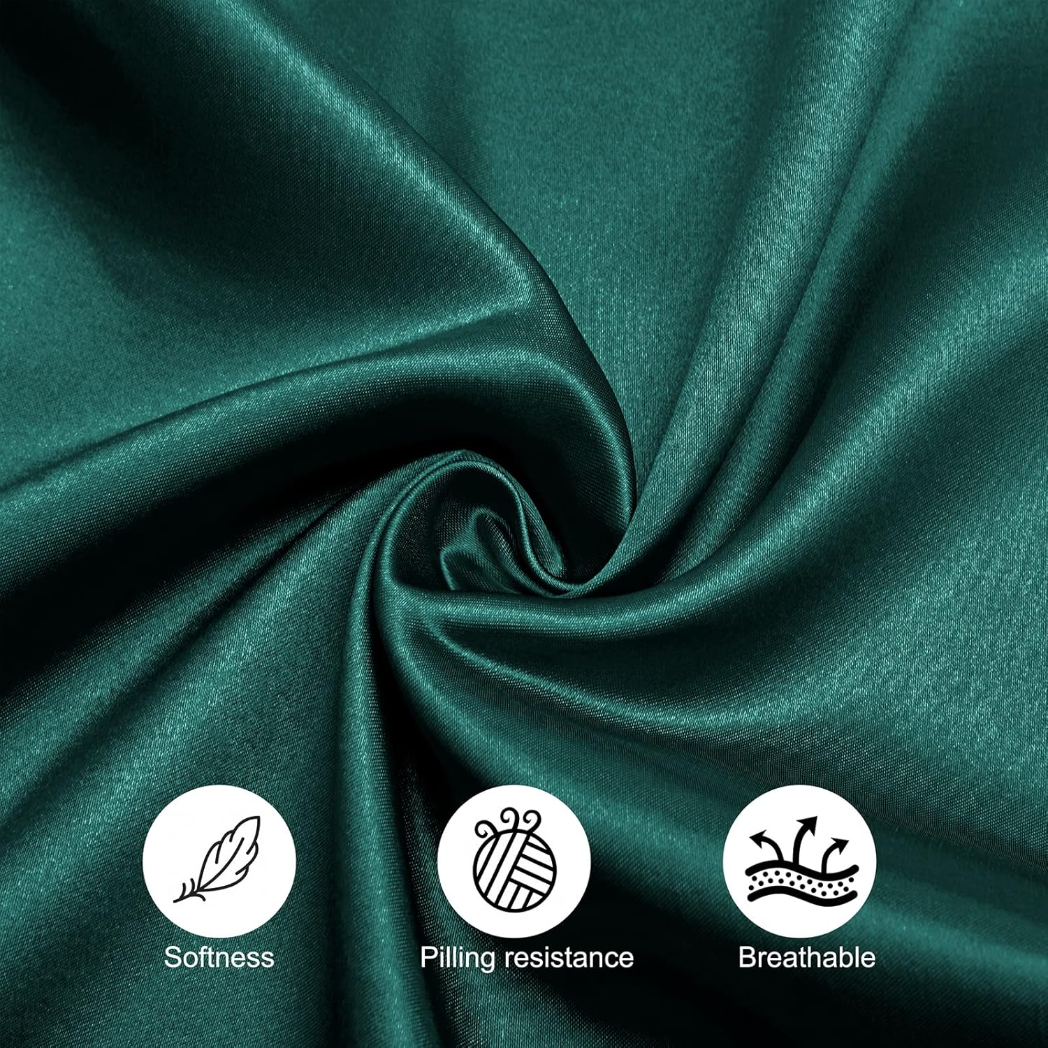 Paquete de 30 servilletas de satén de color verde bosque de 20 x 20 pulgadas, servilletas cuadradas suaves de tela sedosa, decoración de mesa para