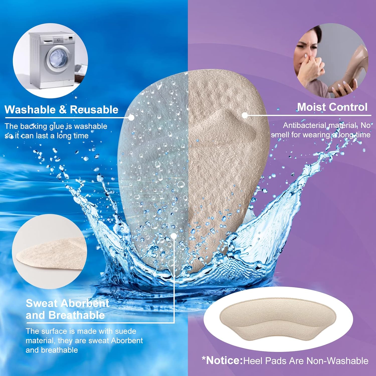Almohadillas metatarsianas, almohadillas de bola de pie, inserciones de talón para mujeres, dolor de pies, tacón alto cómodo relleno de zapatos,
