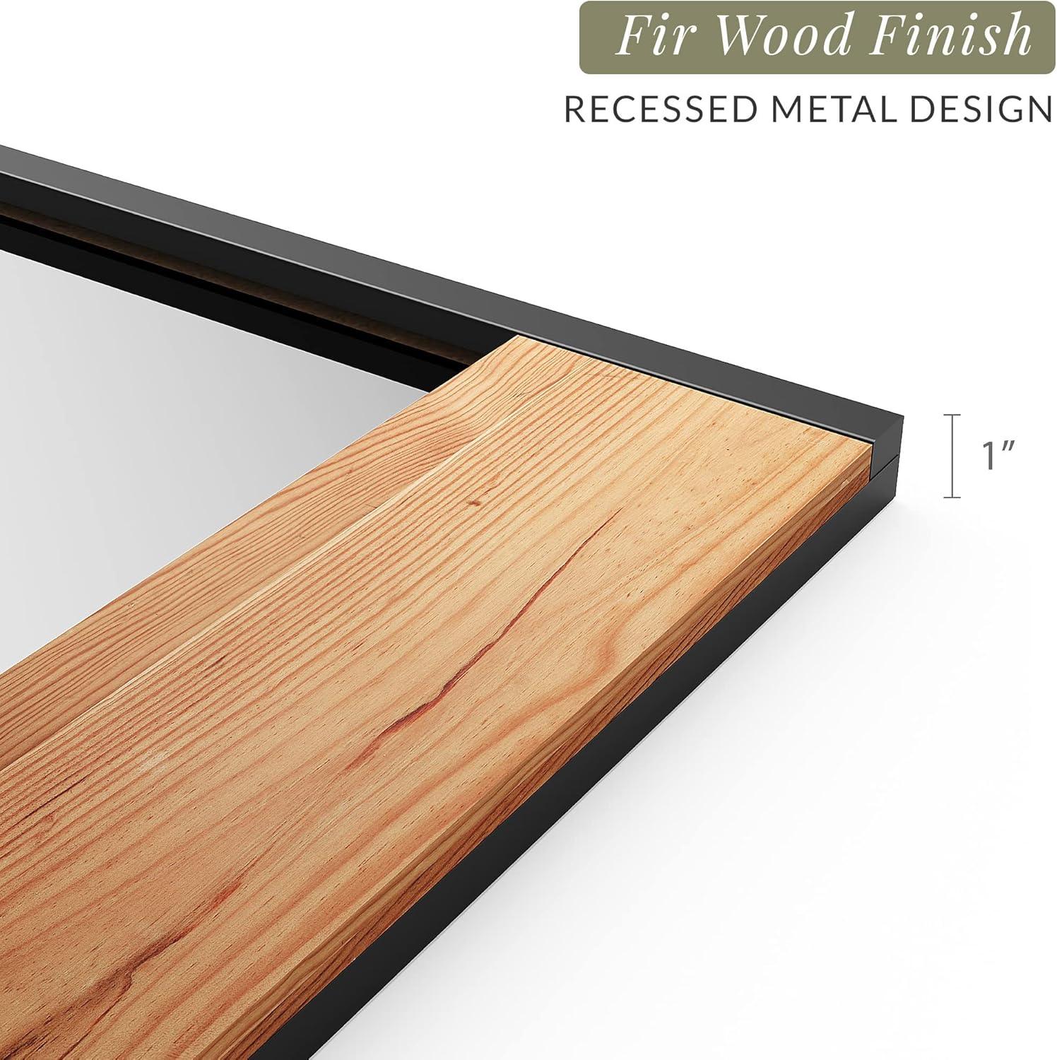 Barnyard Designs Espejo de pared de madera estilo casa de campo de 24 x 36 pulgadas, espejo moderno con marco de metal rústico y madera para tocador