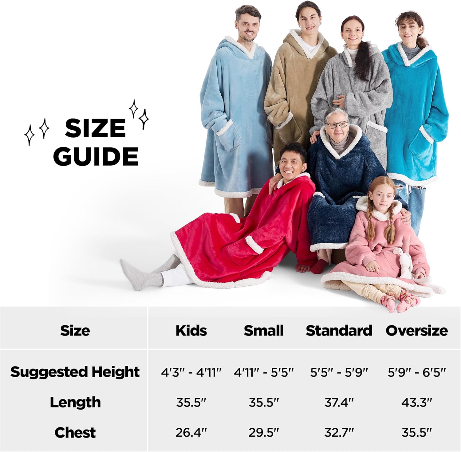 Bedsure Manta con capucha con mangas, manta Sherpa con capucha para adultos como regalo para mamá y mujer, manta de sudadera color morado, estándar,