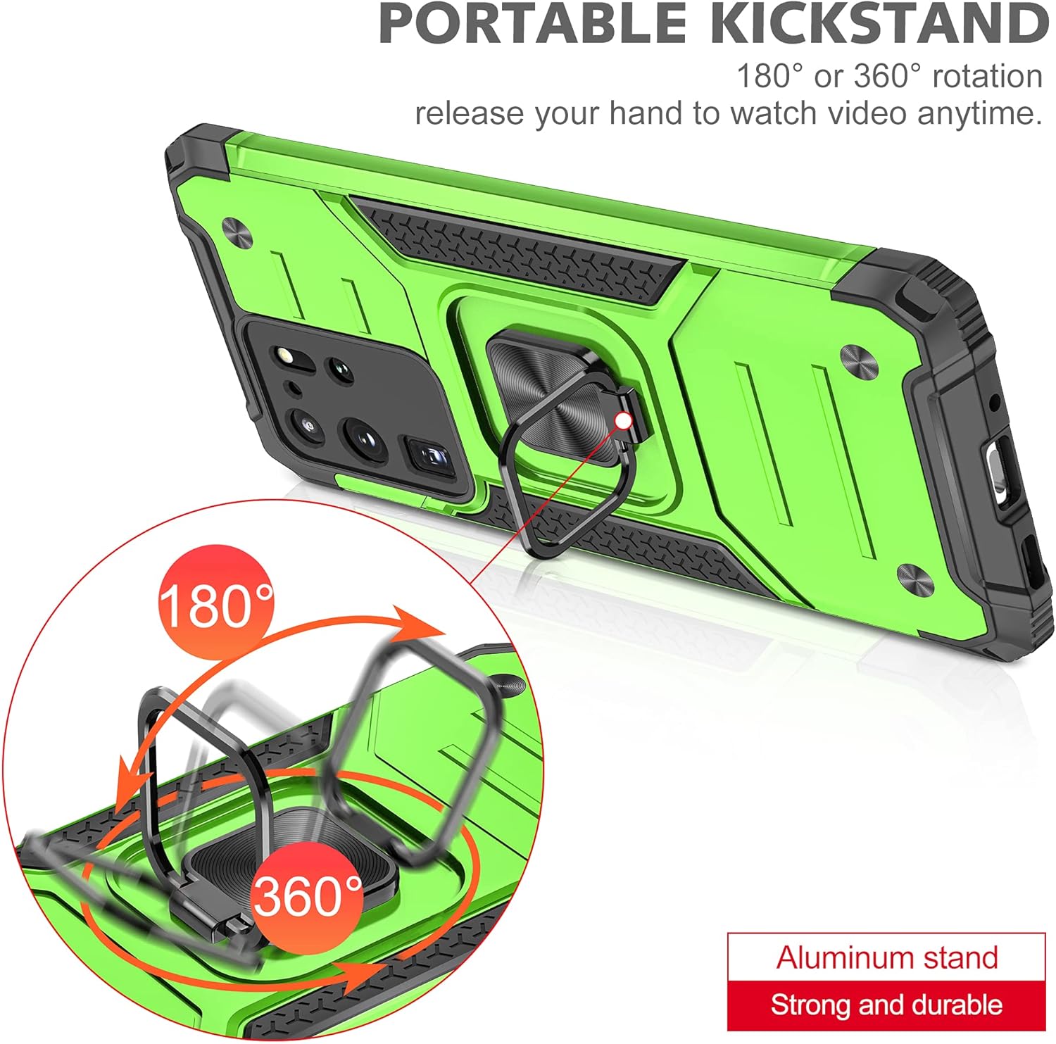 Anqrp Funda para Galaxy S20 Ultra, funda protectora de grado militar con anillo de metal mejorado soporte magnético compatible con Samsung Galaxy