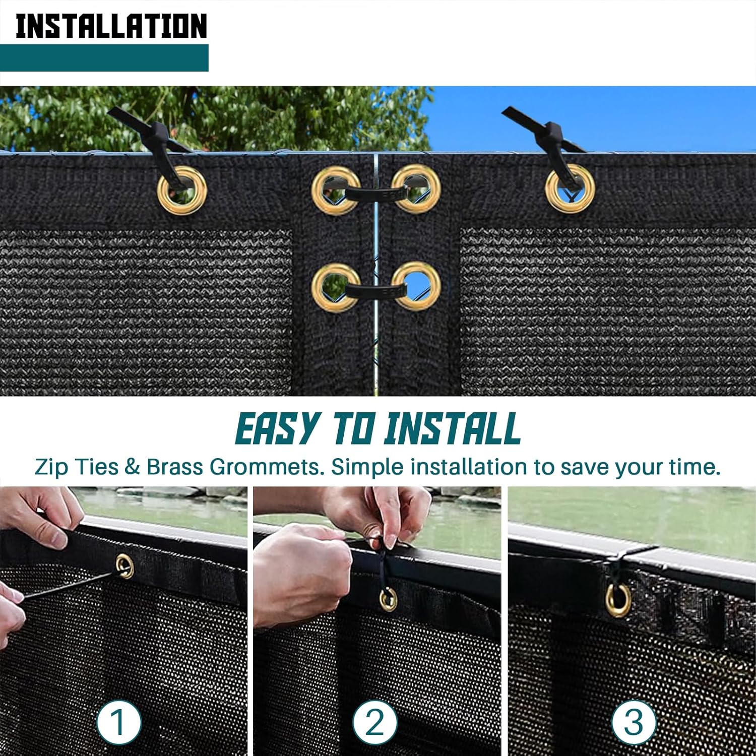 Vallado de latón marrón con una franja negra para privacidad comercial, 130 GSM (tamaños personalizados disponibles)