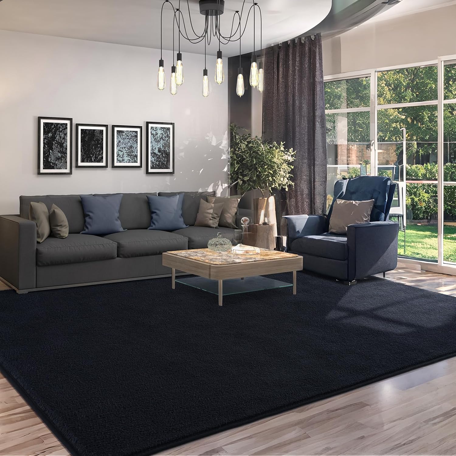 AROGAN Alfombra moderna de pelo largo para sala de estar, alfombras lavables de 5 x 7 pies, para dormitorio, para interiores, alfombras de espuma