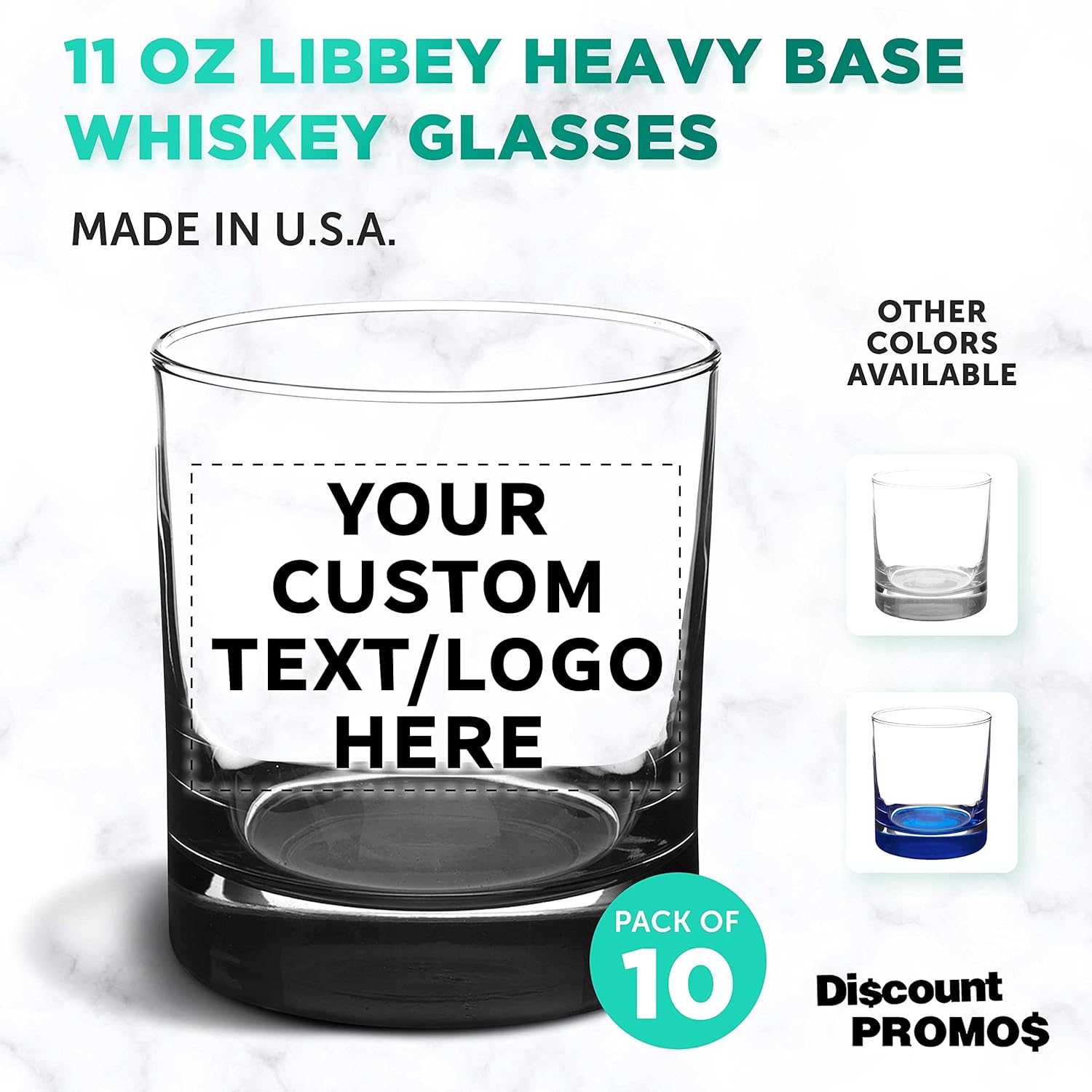 Libbey – Vasos de whisky personalizados de 10 onzas, juego de 10 unidades, paquete personalizado a granel, base pesada, vaso antiguo de moda,
