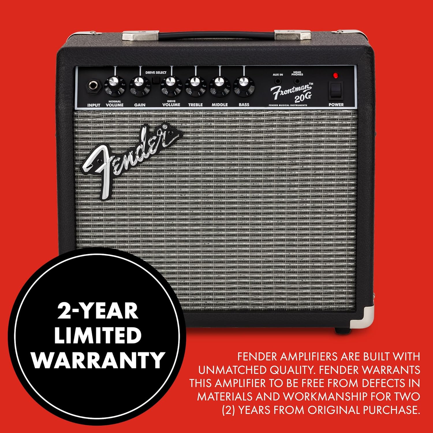 Fender Frontman – Amplificador de guitarra de 20 G, 10 vatios, con 2 años de garantía de 6 pulgadas, altavoz de diseño especial Fender de 10 x 16 x