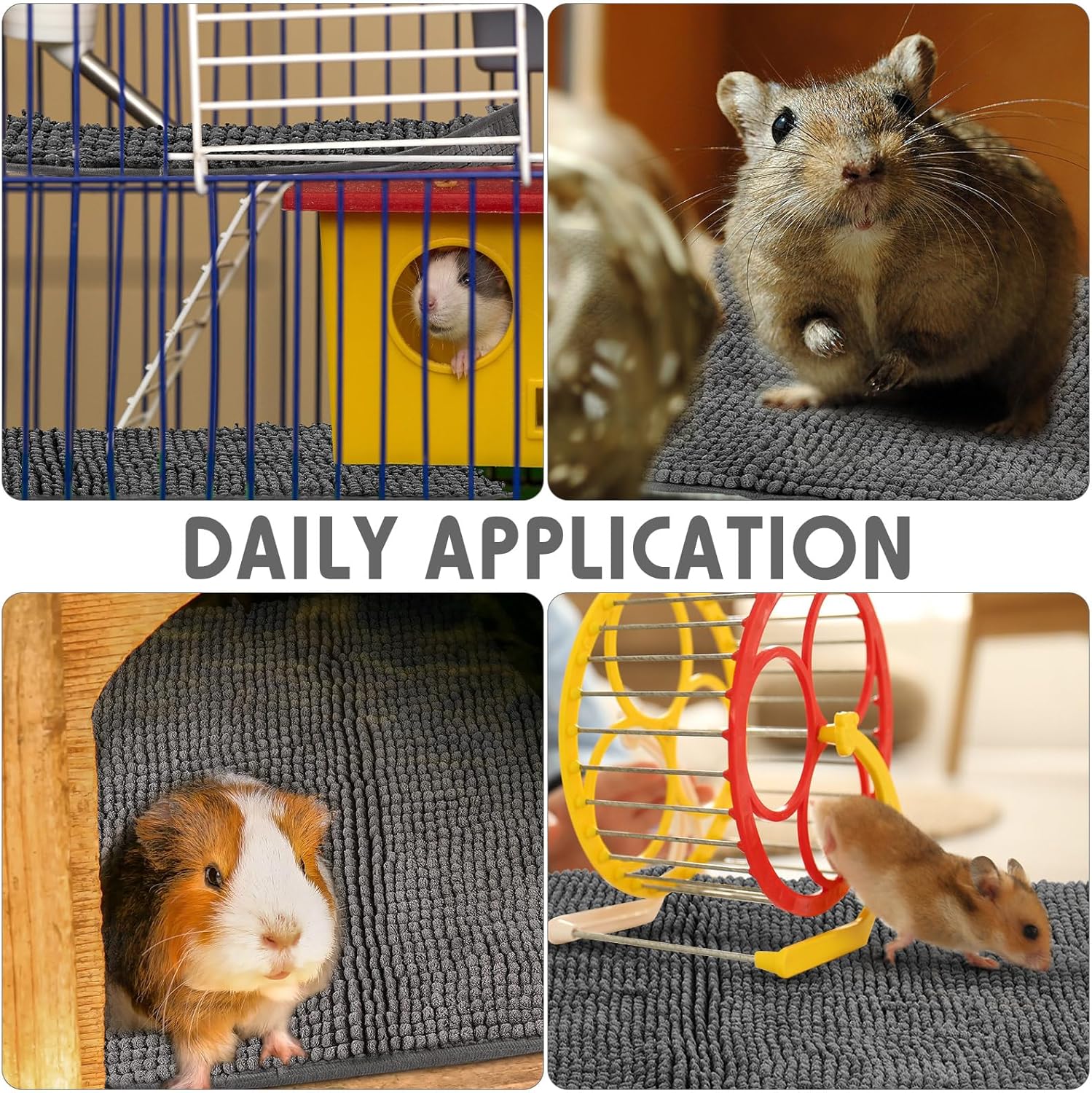 Juego de 4 piezas de ropa de cama de cobaya, cobaya, almohadillas de forro polar lavables para orina reutilizables, tapete de entrenamiento de