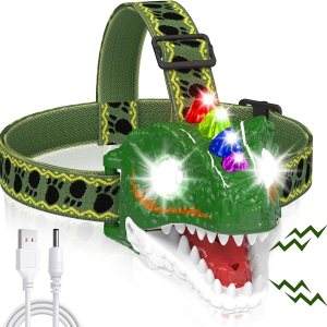 Linterna frontal recargable para niños, linterna de cabeza de juguete de dinosaurio para niños y niñas, equipo de campamento al aire libre, faro LED Linterna frontal recargable para niños, linterna de cabeza de juguete de dinosaurio para niños y niñas, equipo de campamento al aire libre, faro LED