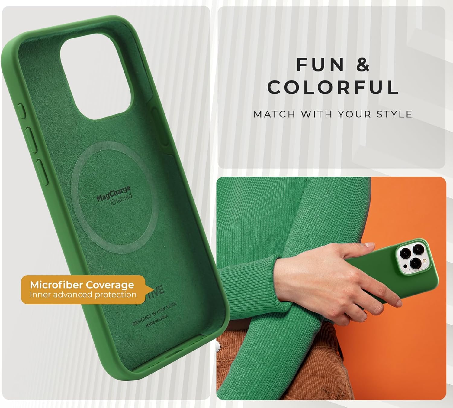 MOTIVE Funda de silicona para iPhone 15 Pro Max, funda delgada de silicona líquida para iPhone 15 Pro Max, (compatible con MagSafe), a prueba de