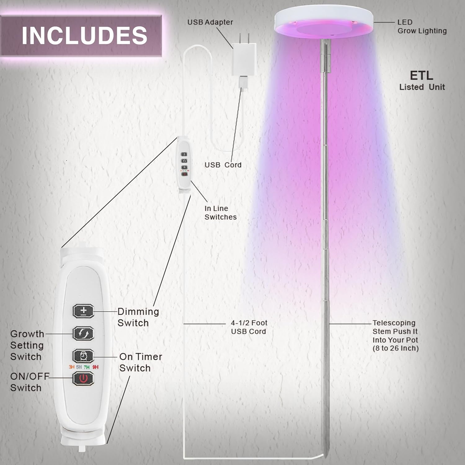 Luz LED de 10 W en maceta, espectro específico para un mejor crecimiento, doble ajuste vegetativo y floración. Puedes cultivar plantas al aire libre