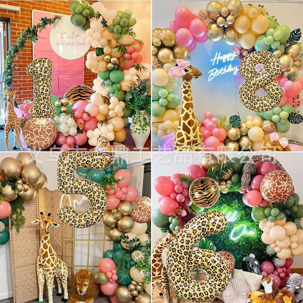 Globos con números con estampado de leopardo para decoraciones de fiesta de cumpleaños, globos dorados de 32 pulgadas, de leopardo, guepardo,