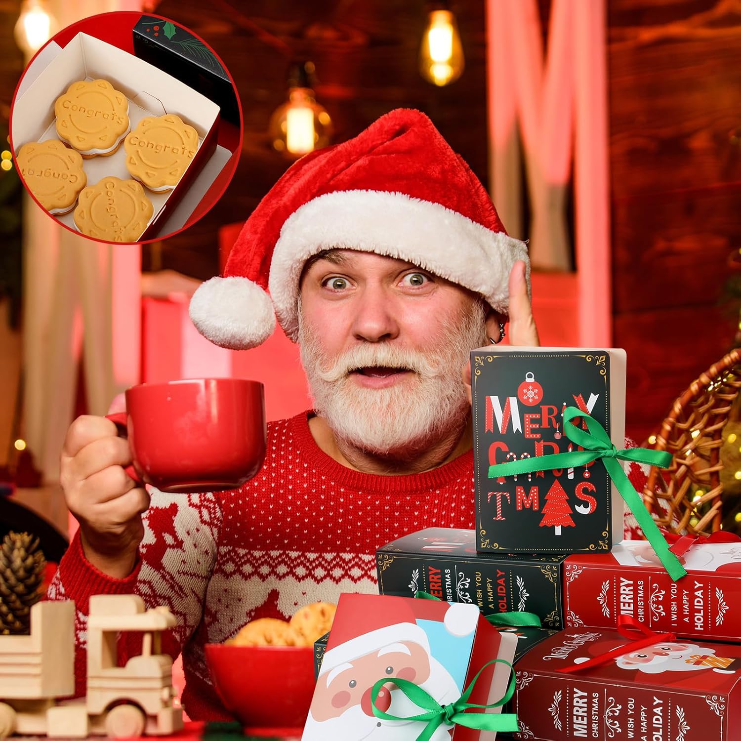 Outus 12 cajas de galletas de Navidad, cajas de chocolate para panadería, cajas para hornear, cajas de lata de galletas, cajas de golosinas para