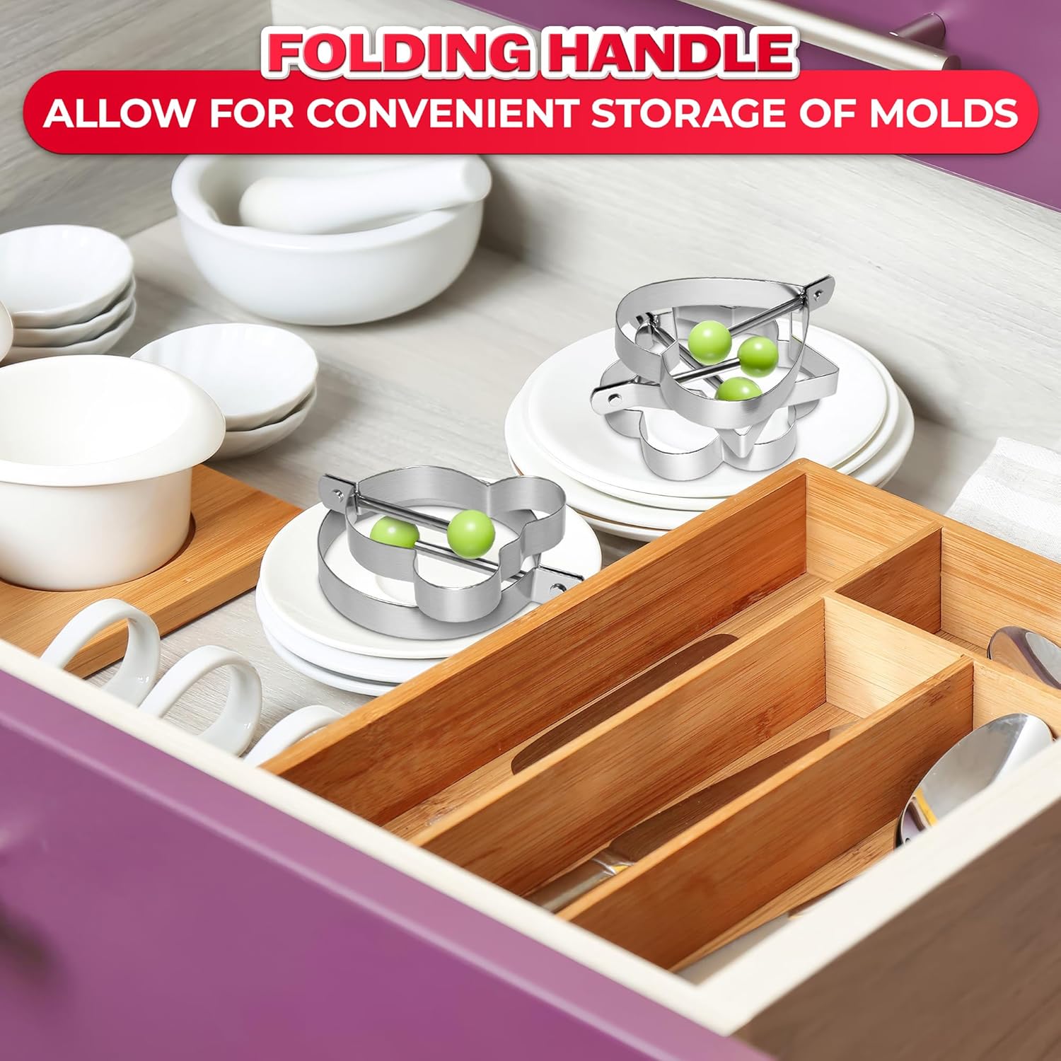 Moldes de anillo de acero inoxidable para cocinar, 5 piezas de formas de panqueques para niños, moldes de anillos de cocina para parrilla, anillos