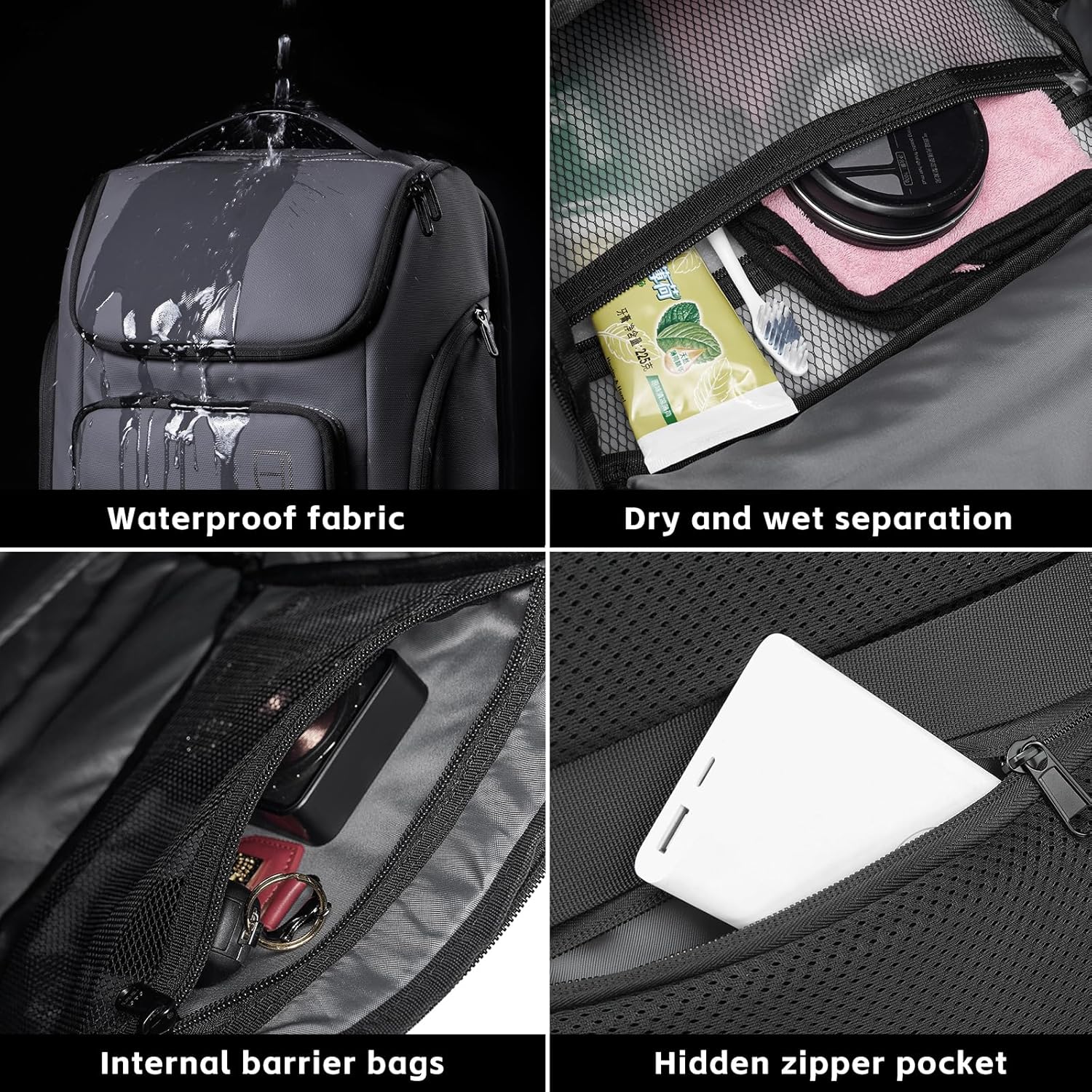 Mochila inteligente para laptop de negocios,Viajes de trabajo diarios de transporte,Mochila de viaje para portátil de 17.3 pulgadas, Negro (25L),