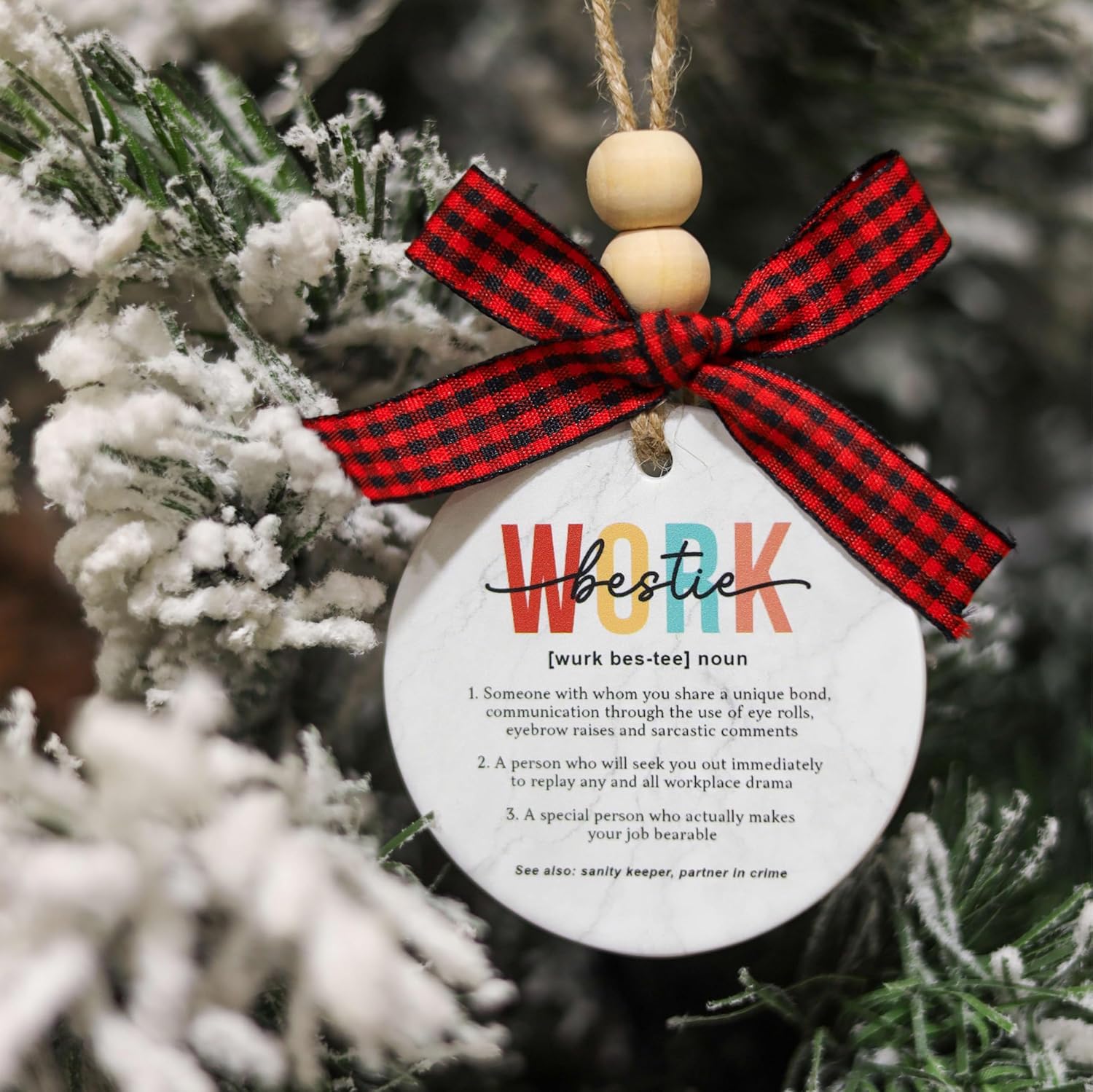 Work Bestie Definition – Adornos de cerámica, divertido árbol de Navidad 2023, mejor amigo, compañero de trabajo, regalo de cumpleaños, amistad,