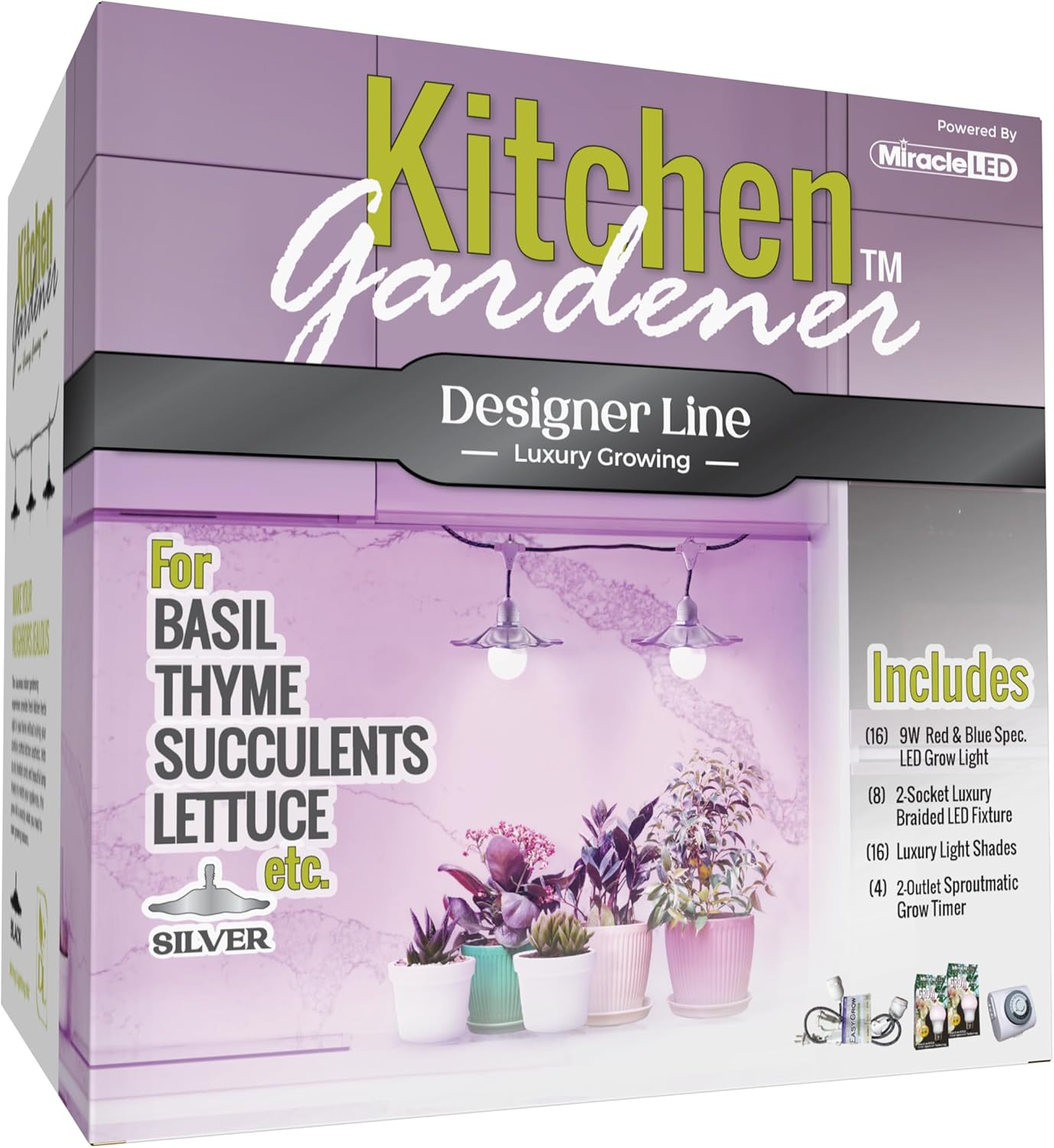 Miracle LED Kitchen Gardener – Kit de cultivo interior de diseñador  2 bombillas de cultivo de repuesto de espectro rojo y azul de luz diurna