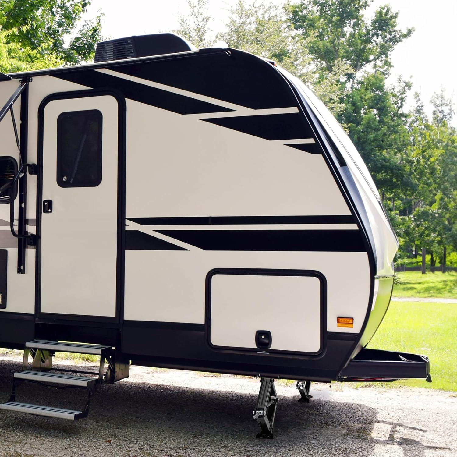 M-AUTO Juego de 4 gatos para autocaravana con asa, construcción de acero, carga de hasta 5000 libras de capacidad, 23.5 pulgadas de altura máxima de