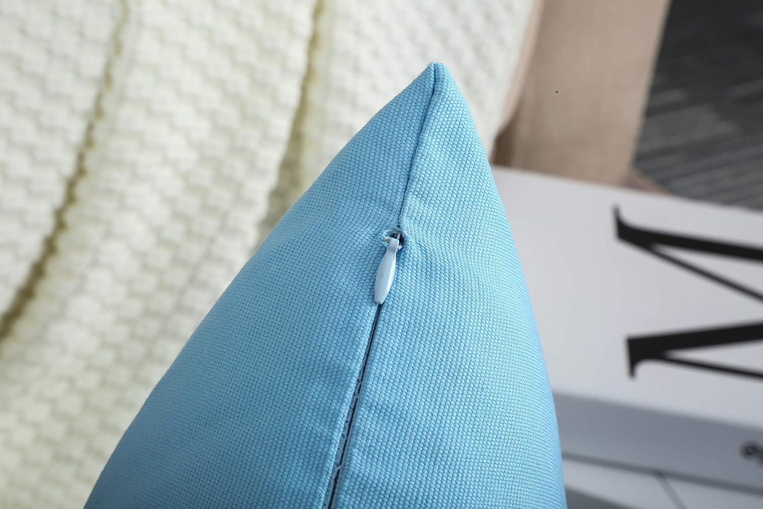 TangDepot – Funda de almohada hecha a mano 100% lona de algodón, Azul (Sky Blue)
