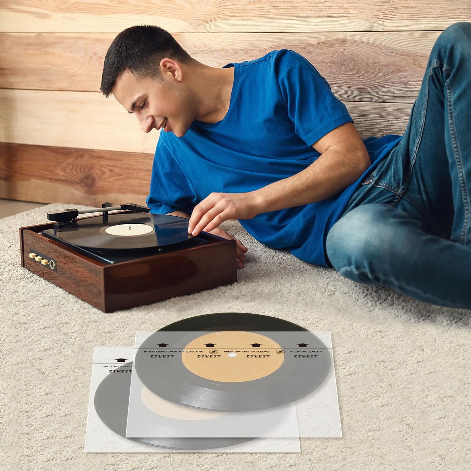 Sivet – Fundas interiores de vinilo de 50 LP para máxima protección y preservación con propiedades antiestáticas y diseño de ángulo cuadrado, ideal