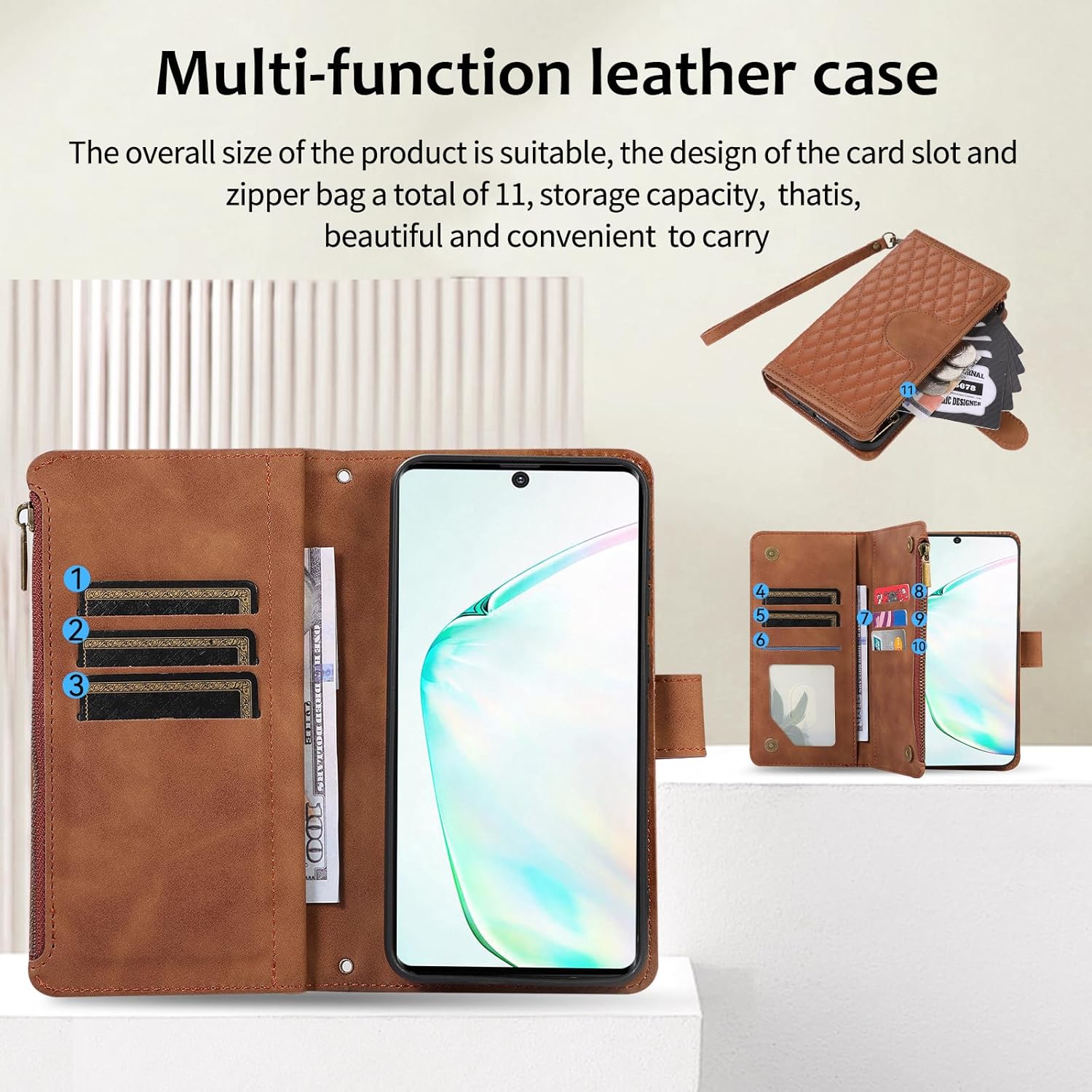 Asuwish Funda para teléfono Samsung Galaxy Note 10 Plus Note10+ 5G Funda tipo cartera con protector de pantalla de vidrio templado y tarjetero con