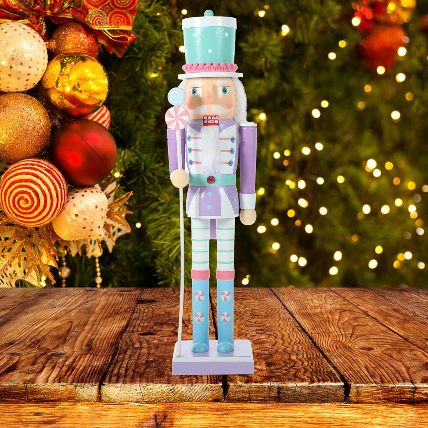 GANAZONO Gran cascanueces de Navidad adornos decoraciones soldado cascanueces de madera para árbol de Navidad figura marioneta regalo 15.0 in