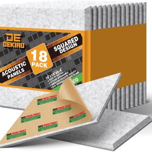 DEKIRU Paquete de 18 paneles de espuma a prueba de sonido, paneles acústicos autoadhesivos, paneles cuadrados de 45 diseñados a prueba de sonido DEKIRU Paquete de 18 paneles de espuma a prueba de sonido, paneles acústicos autoadhesivos, paneles cuadrados de 45 diseñados a prueba de sonido